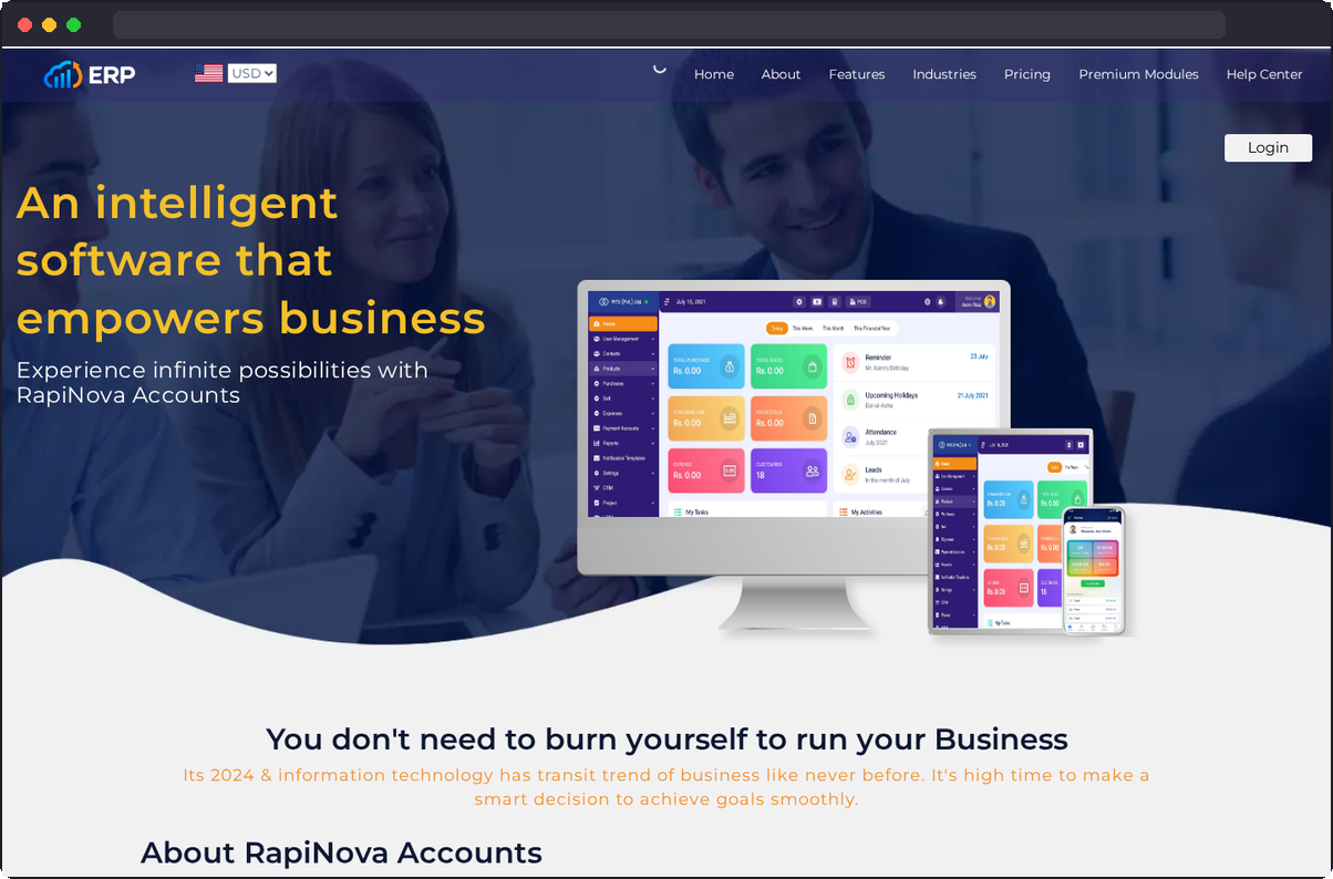 rnaccounts ERP screenshot